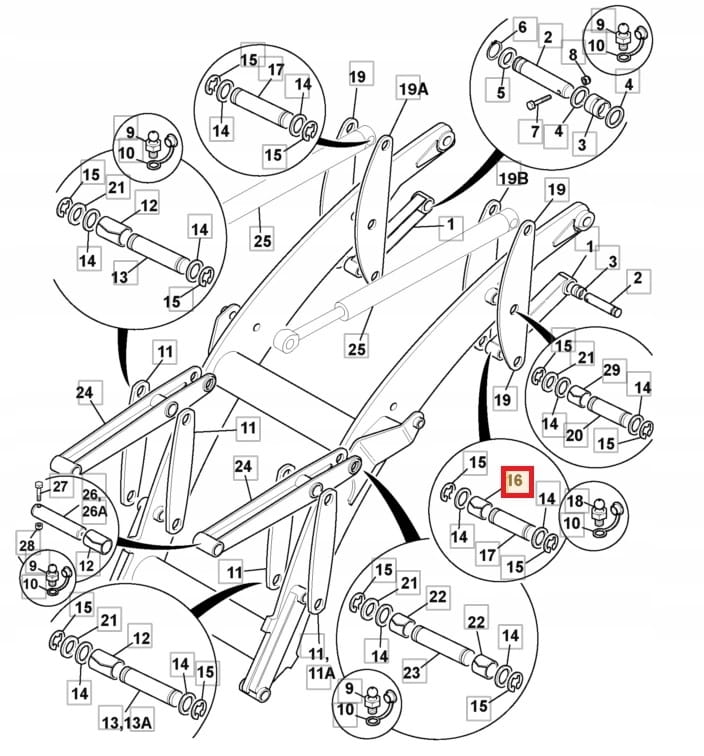 Пружинная втулка привода переднего ковша JCB 44. 5x47. 5/71