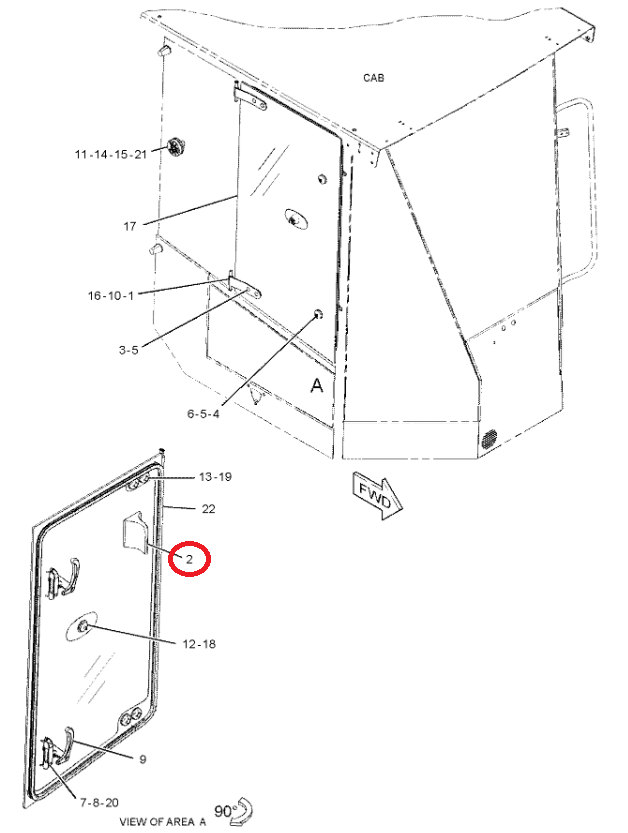 Кронштейн заднего стекла CAT 1007608 416D 416E 420D ORG