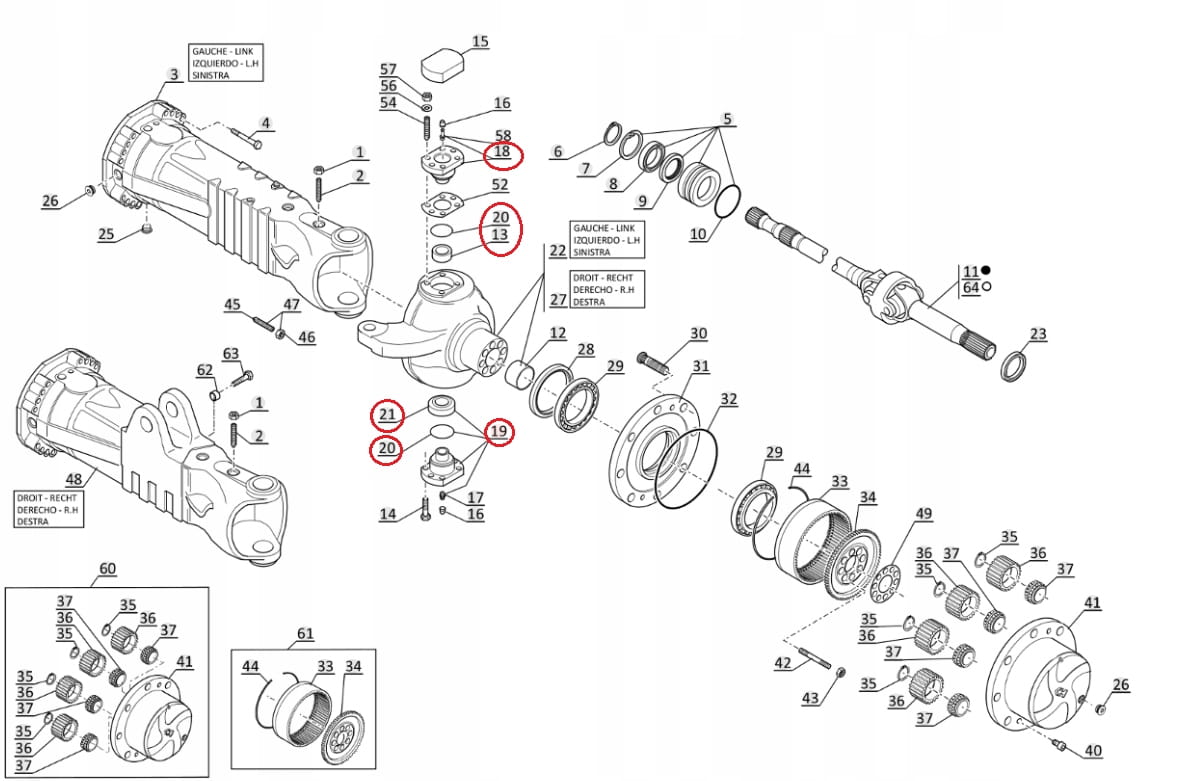 Шарнирный шарнир CAT TH62 TH63 OEM, полный комплект