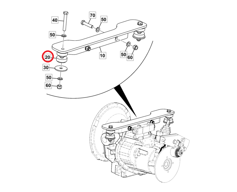 ПОДУШКА ДВИГАТЕЛЯ ПЕРЕДНЕГО ПОГРУЗЧИКА JCB 242/00392