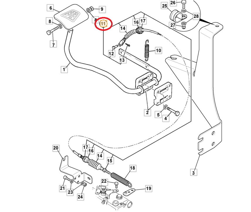 ГАЗОВЫЙ ТРОС ДЛЯ ПОГРУЗЧИКА JCB PERKINS RG RE 331/49484