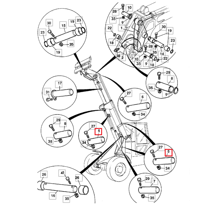 Штифт привода стрелы погрузчика JCB 811/90331 40x214