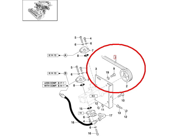 РЕМЕНЬ КОМПРЕССОРА. ВЕНТИЛЯТОР TF, TX, CX NEW HOLLAND CASE 89835816 - A138001