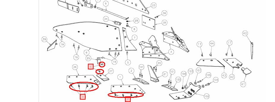 БОЛТ КРЕПЛЕНИЯ ЛЕМЕХОВ M14X34 KK013332