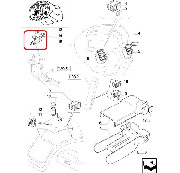 СТОП-ПЕРЕКЛЮЧАТЕЛЬ В КОРПУСЕ NEW HOLLAND 47132449 - 5163618 - 82026949 - 321564850