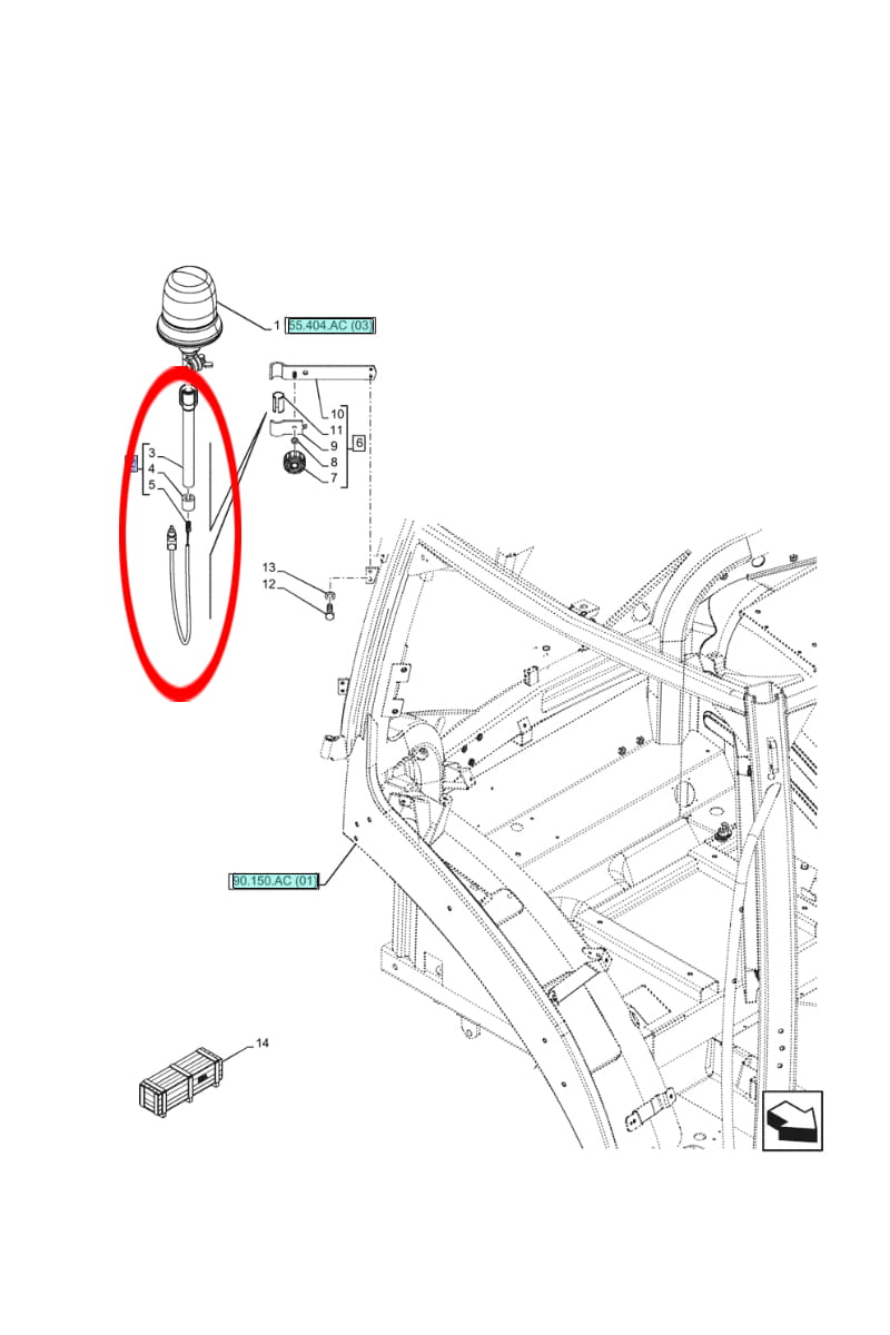 Кронштейн сигнальной лампы — крепление петуха New Holland CASE CNH 87621041