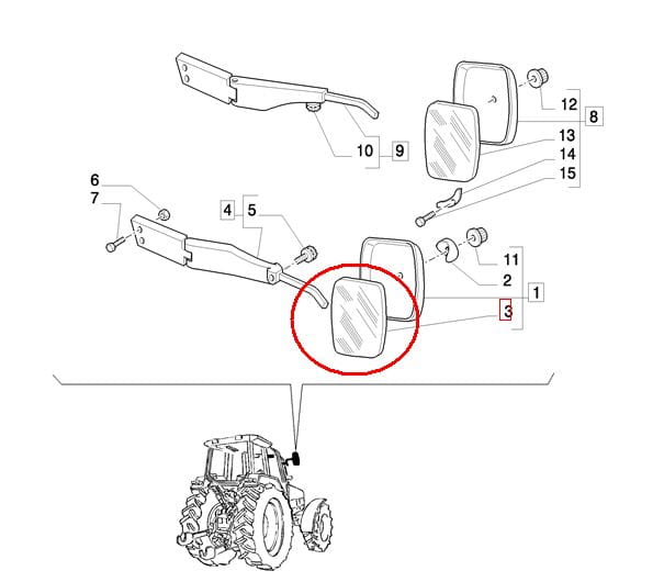 СТЕКЛЯННОЕ ЗЕРКАЛО В КОРПУСЕ NEW HOLLAND 82015243