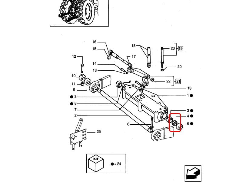 Сальник нижней тяги NEW HOLLAND CASE 47129340-5127037