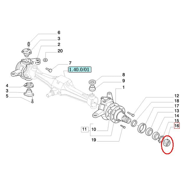 Гайка переднего моста NEW HOLLAND CASE 5124794