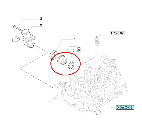 ТЕРМОСТАТ ДВИГАТЕЛЯ A NEW HOLLAND CASE STEYR 2858050 - 84383461 - 504384724