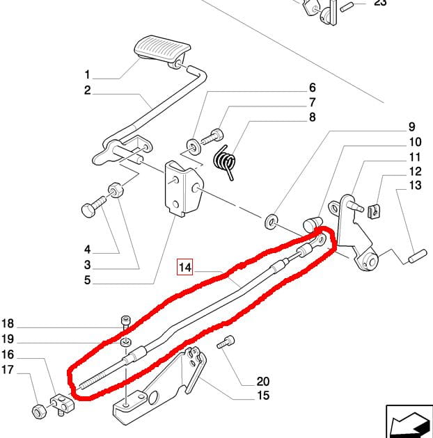 НОЖНОЙ ГАЗОВЫЙ ТРОС В КОРПУСЕ NEW HOLLAND CASE 5182973