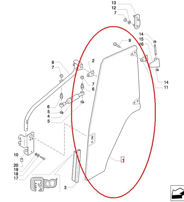 ЛЕВОЕ СТЕКЛО ДВЕРИ NEW HOLLAND CASE 87302769