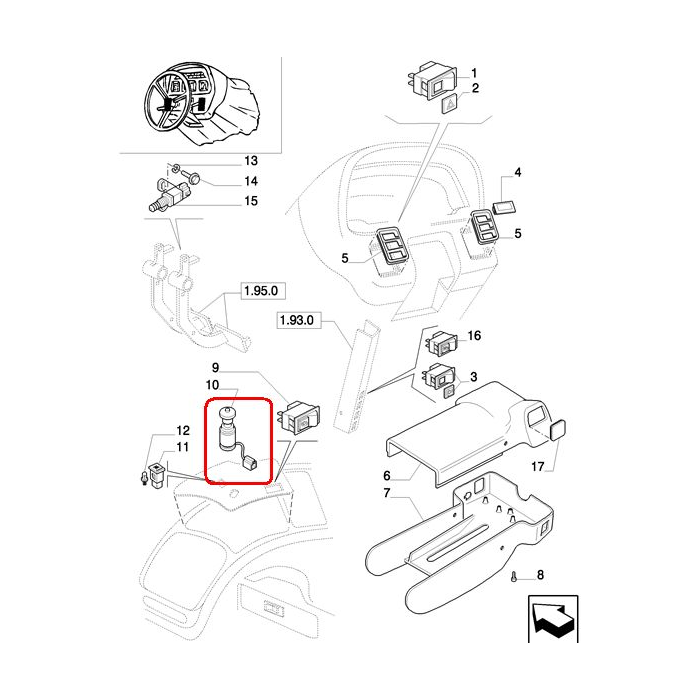 ВЫКЛЮЧАТЕЛЬ ВОМ В КОРПУСЕ NEW HOLLAND 82027012-82016443