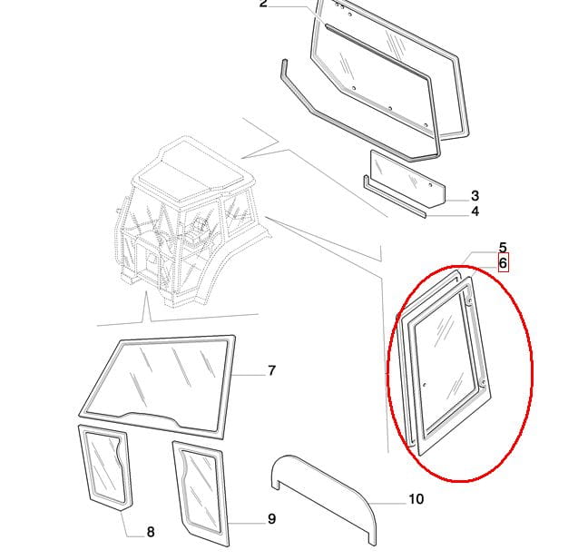 БОКОВОЕ ЛЕВОЕ НАКЛОННОЕ СТЕКЛО NEW HOLLAND CASE 82029321 - 82009813-E9NN9429711AA