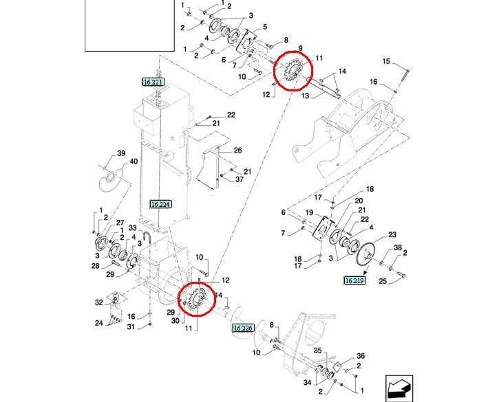 ШЕСТЕРНЯ ЗЕРНОУБОРОЧНОГО КОНВЕЙЕРА NEW HOLLAND 84437648-84437715