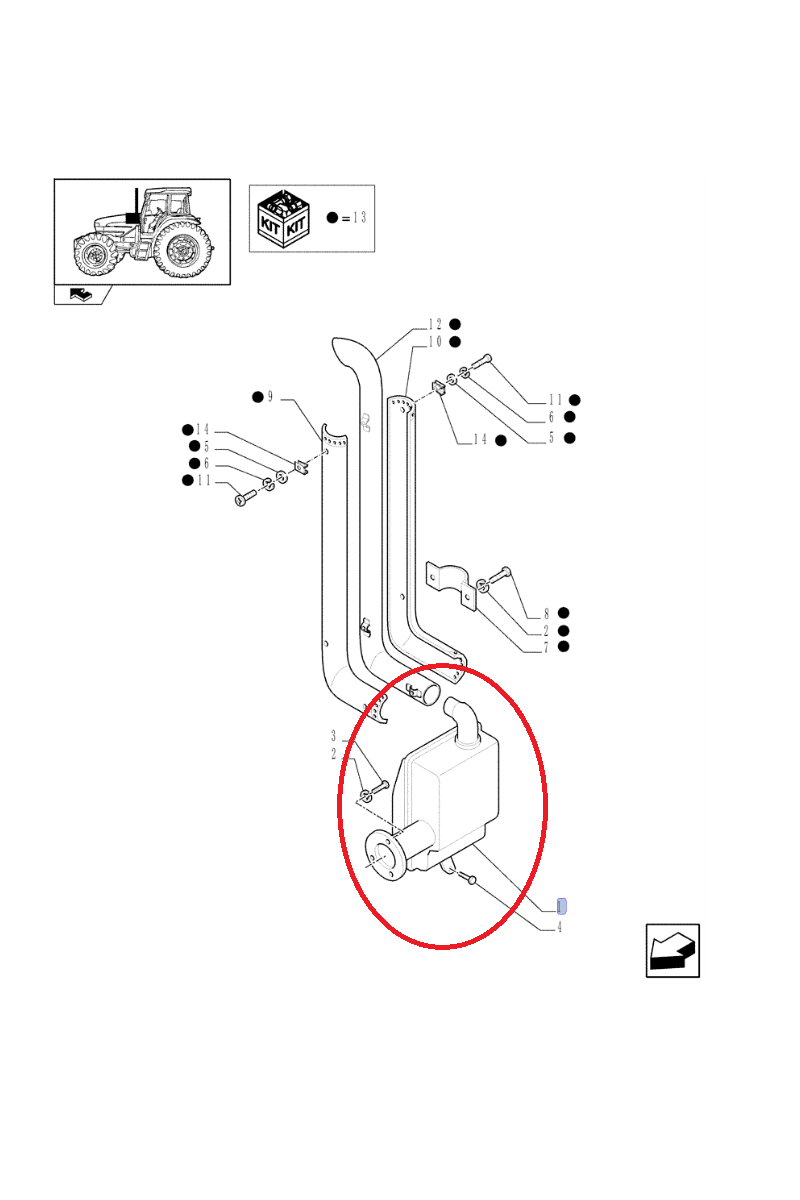 Глушитель II, корпус New Holland CNH 47130384