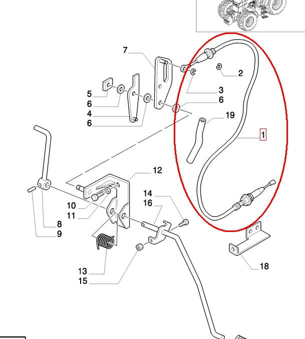 ГАЗОВЫЙ НОЖНОЙ ТРОС NEW HOLLAND CASE STEYR 82016354 - 87319808 - 87520308