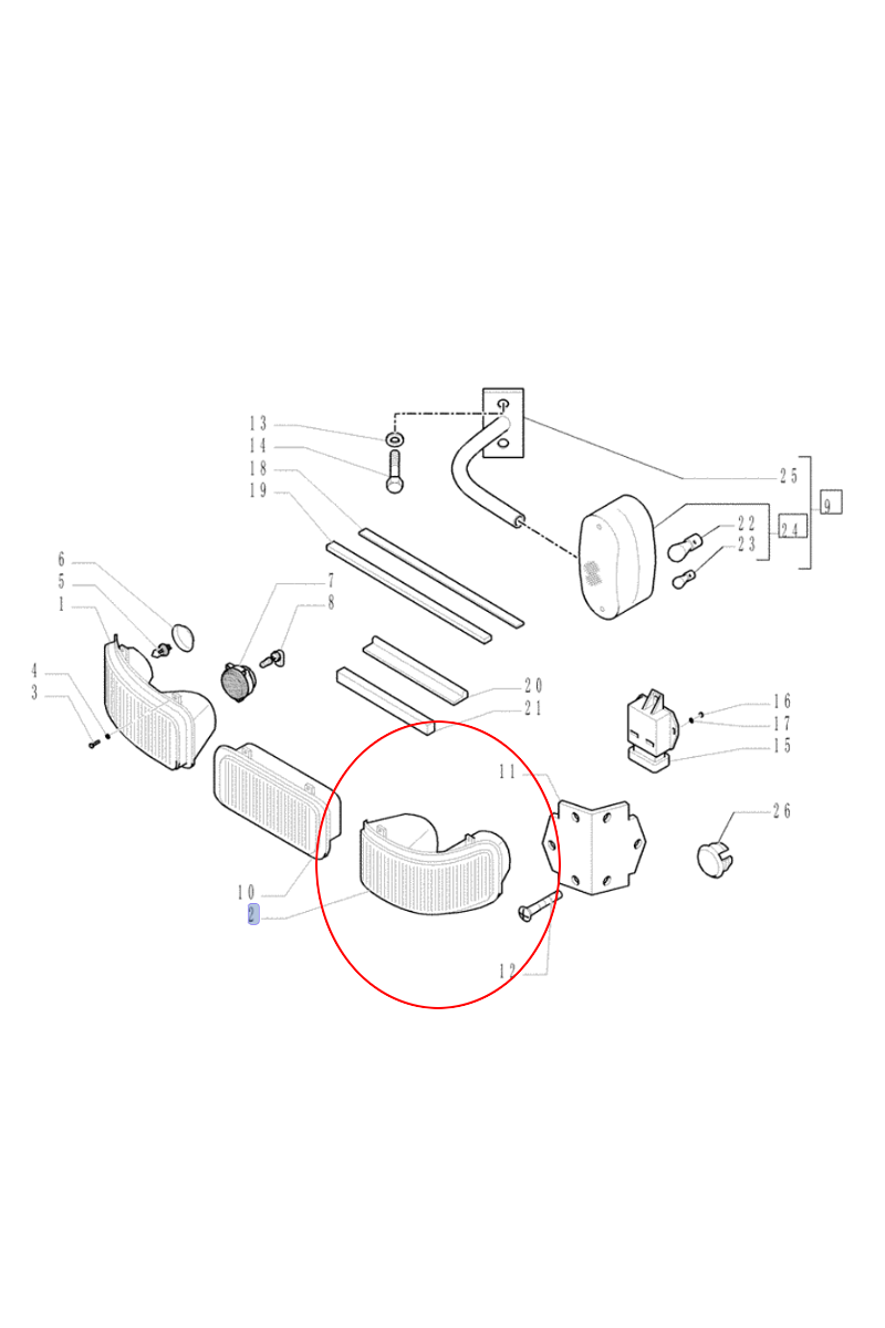 ПЕРЕДНЯЯ ЛЕВАЯ ФОНАРЬ ДЛЯ ТРАКТОРА CASE CNH 87455684