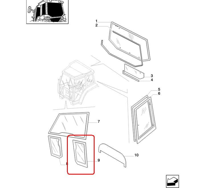 НИЖНЕЕ ЛЕВОЕ ЛОБОВОЕ СТЕКЛО NEW HOLLAND CASE 82001923